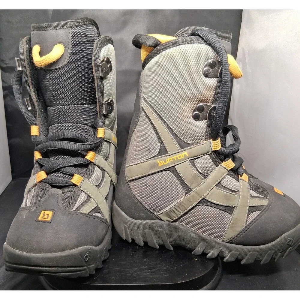 Burton Youth Snowboard Boots Black Grey Orange Size 1 Kids Lace Up Winter Sports
